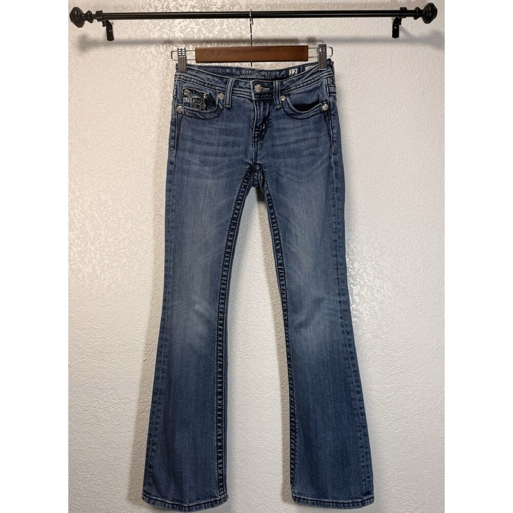 Miss Me Girls Size 12 Bootcut Jeans Embroidered Studded Flap Pocket Western